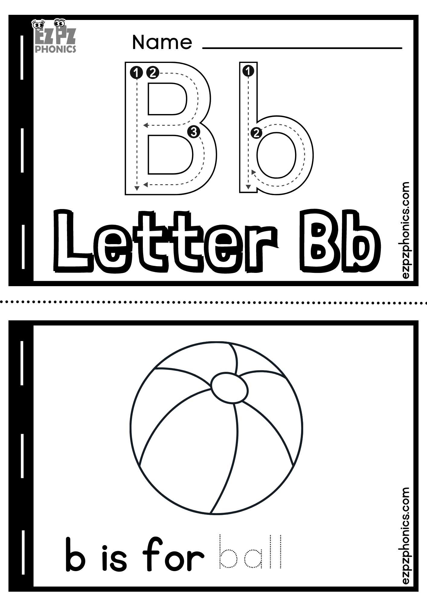 Letter B Alphabet Coloring Book Half Page Free Printable PDF ...